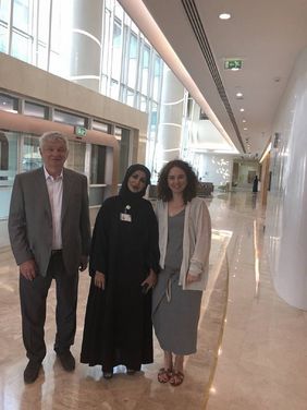 Volodymyr Kozyavkin, Olha Kozyavkina and Dr Wafa AI Yazeedi, Director of the Qatar Rehabilitation Institute