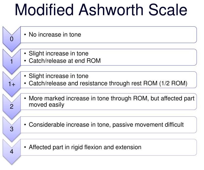 Spasticity assessment. Modified Ashworth scale.